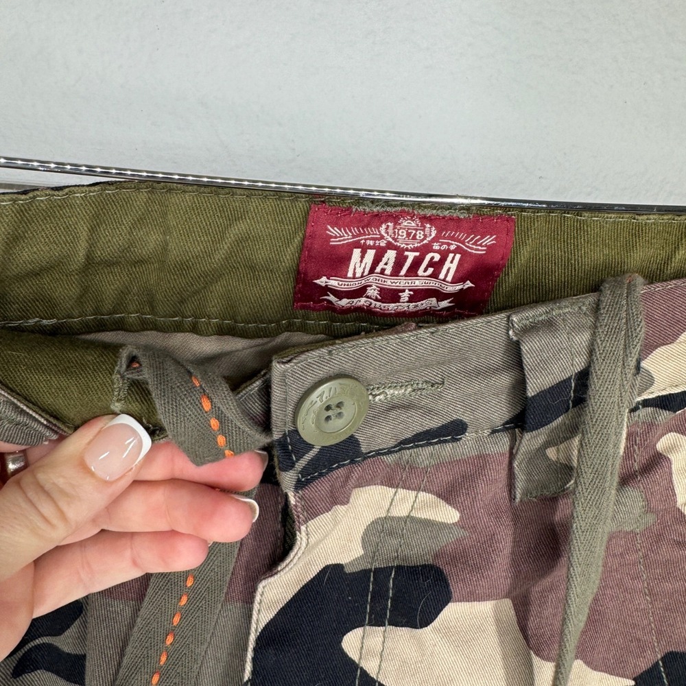 Matchstick Mens Camo Cargo Pants Brown Tan Multi Pocket Utility Trousers Size 28 - Picture 5 of 8